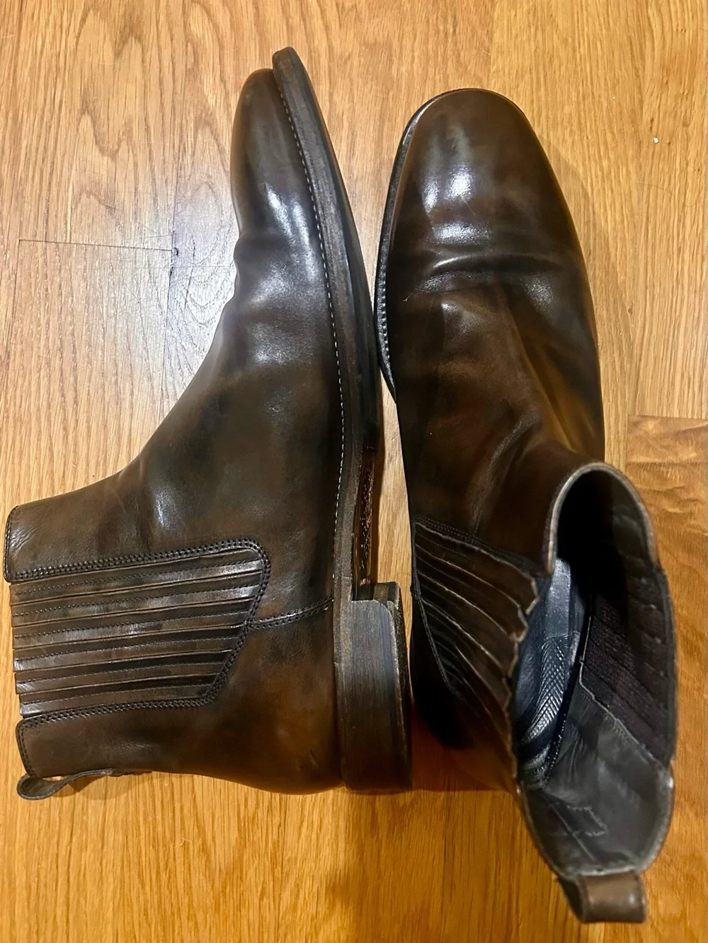 John Varvatos Black Leather Chelsea Boots with Stitched Welt